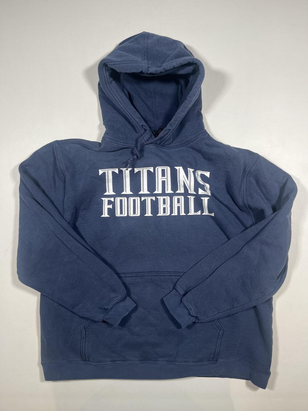 Titans Football Hoodie Sweatshirt Mens Medium Blue NFL Pullover Reebok Fleece
